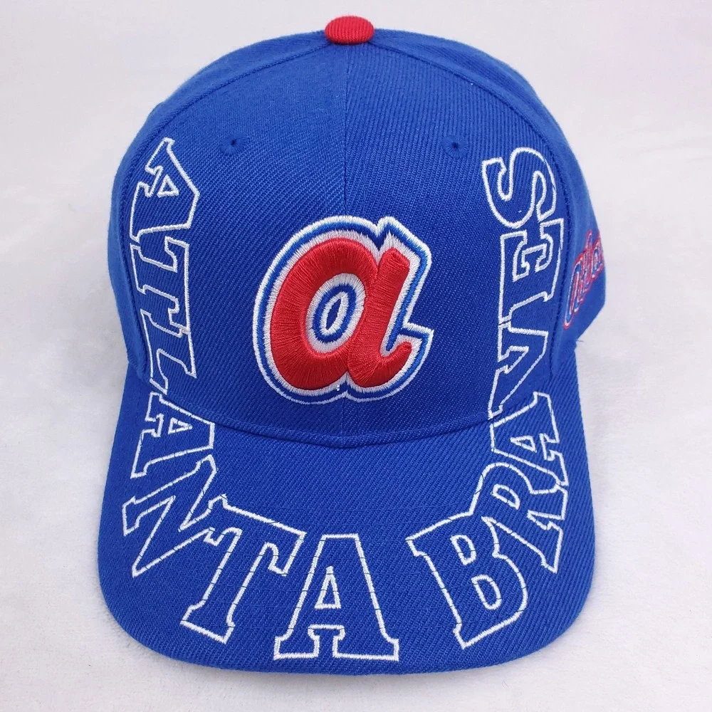 Atlanta‎ Braves Mitchell & Ness MLB Pro Fit Snapback Cap Hat 3D Logo Blue NWT